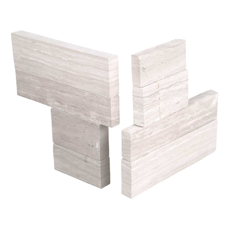 Msi White Oak 3D Mini Ledger Panel Corner 4.5" X 9" Honed Marble Wall Tile, 8PK ZOR-PNL-0043
